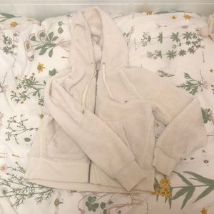 Fuzzy, zip up, hooded jacket!!!